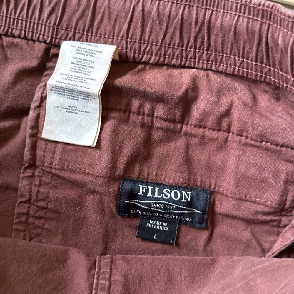 Filson Dry Falls Shorts Mens L Large Sequoia Rust Brown Pull On Drawstring - Picture 3 of 6